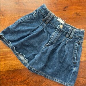 Kids Denim Shorts - Blue High-Waist Pleated Style